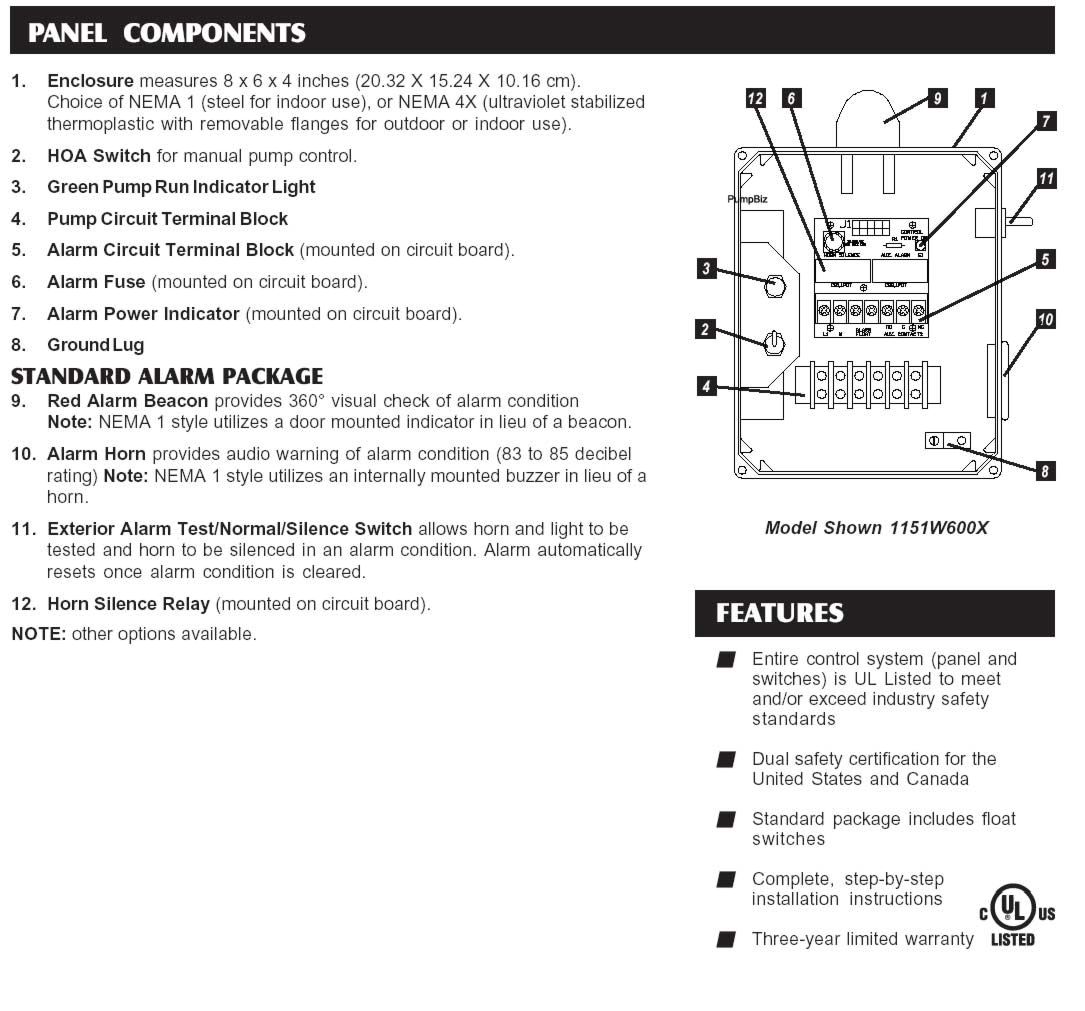 Rhombus - 1151W300H: Simplex Pump Switch Control