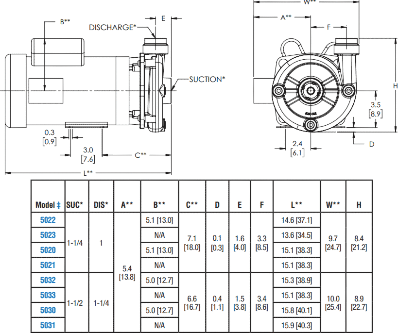 AMT 5033 95 2 HP Cast Iron Straight Centrifugal Pump