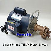 Bronze rotary gear pump with electric motor.