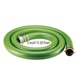 FS 3" x 20' Green PVC Mud Suction Hose Trash Pump 