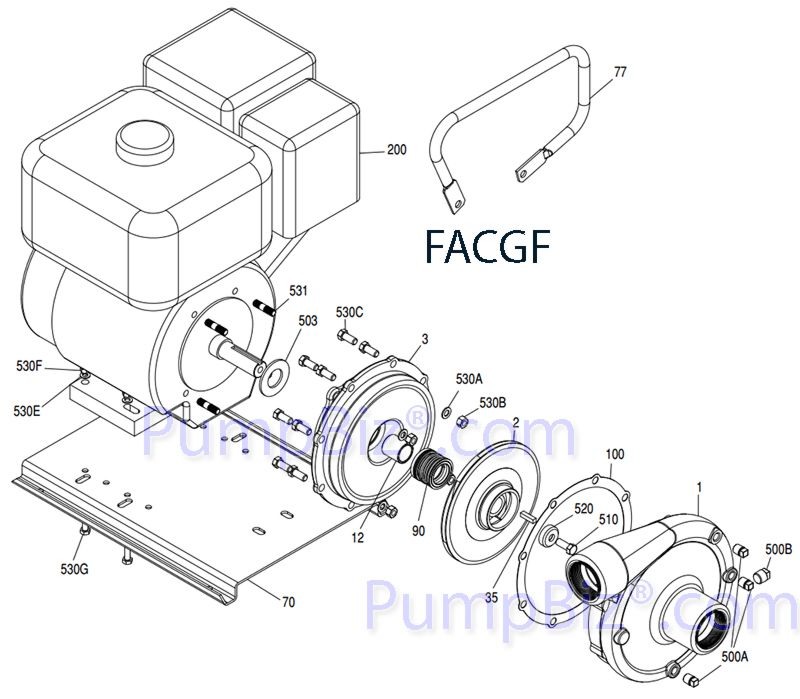 90261323 FACGF-23k water pump  pump exploded parts view