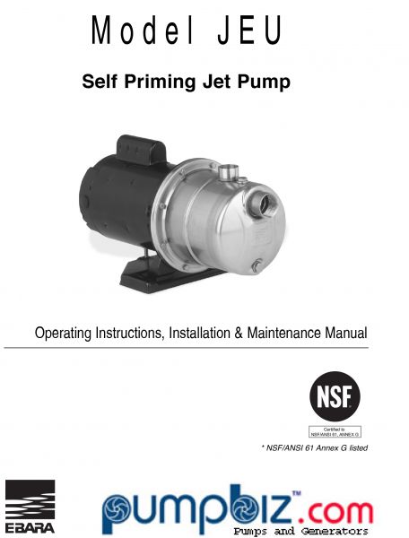 EBARA JEU8067D1C Pro Steel Self-Priming Jet Pump, 3/4 HP